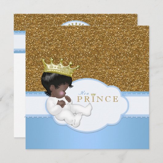 スイートプリンスエスニックベイビーシャワー 招待状 (正面/裏面)