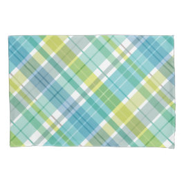 スイートプレイドパステルブルーグリーン 枕カバー