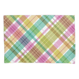 スイートプレイドパステルマルチカラー 枕カバー