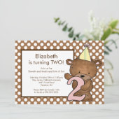 スイートベアナンバー2 2歳の誕生日招待状 招待状 (スタンド正面)