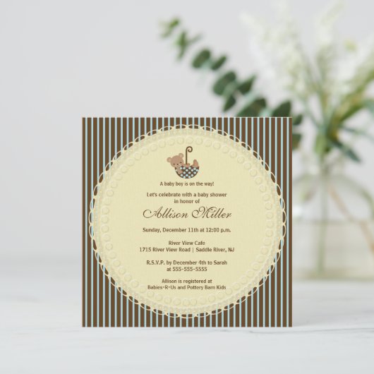 スイートベアラボーイベビーシャワー招待状 招待状 (スタンド正面)