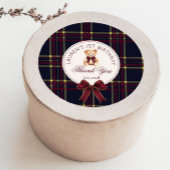 スイートベア1st誕生日ヴィンテージテディベアプレイド ラウンドシール