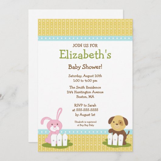 スイートベビーアンズベビーシャワー招待状 招待状 (正面/裏面)