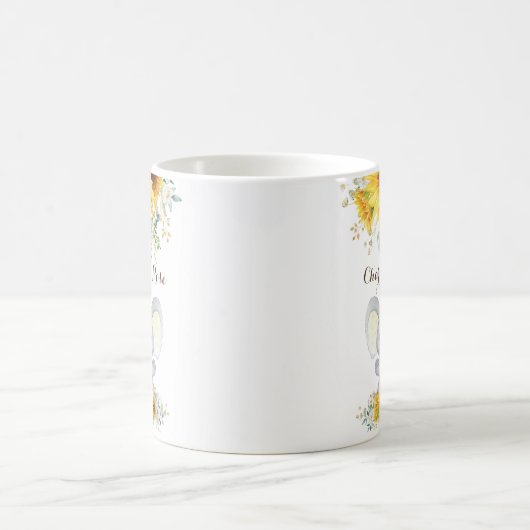 スイートベビーエレファントボホウォーターカラーサンフラワーズ コーヒーマグカップ (中央)