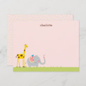 スイートベビーエレファント、キリン、バーディノートカード ノートカード (正面/裏面)