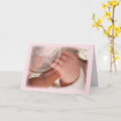 スイートベビーガールおめでとう カード (黄色い花)