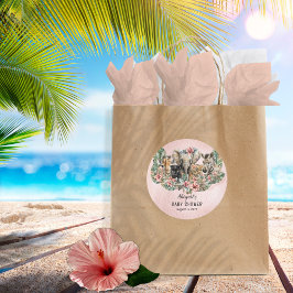 スイートベビーガールアニマルトロピカルサファリシャワー ラウンドシール