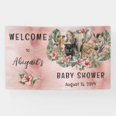 スイートベビーガールアニマルトロピカルサファリシャワー 横断幕 (横)