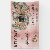 スイートベビーガールアニマルトロピカルサファリシャワー 横断幕 (縦)