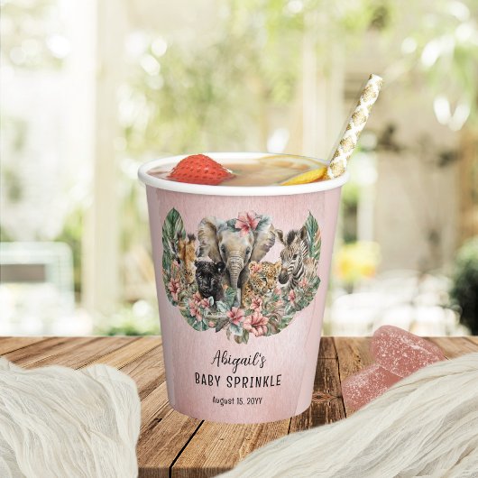 スイートベビーガールアニマルトロピカルサファリスプリンクル 紙コップ