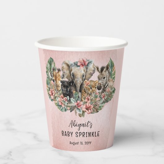 スイートベビーガールアニマルトロピカルサファリスプリンクル 紙コップ (正面)