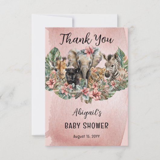 スイートベビーガールアニマルトロピカルサファリ サンキューカード (正面)