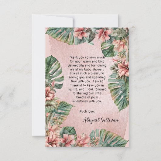 スイートベビーガールアニマルトロピカルサファリ サンキューカード (裏面)