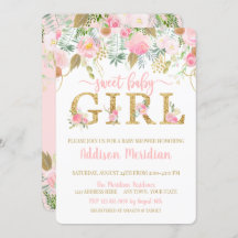 スイートベビーガールシャワー招待状