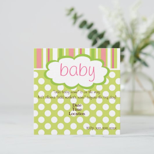 スイートベビーガールシャワー招待状 招待状 (スタンド正面)