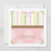 スイートベビーガールストライプ水玉模様&ベビーシャワー 招待状 (裏面)