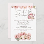 スイートベビーガールティーベビーシャワーパーティー招待状 招待状 (正面/裏面)