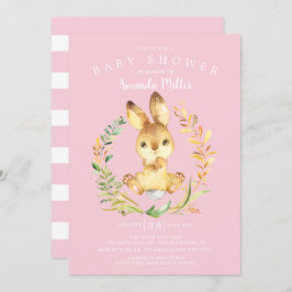 スイートベビーガールバニーベビーシャワー 招待状