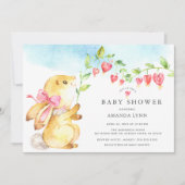 スイートベビーガールバニーベビーシャワー 招待状 (正面)