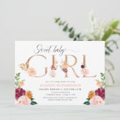 スイートベビーガールバラ金ゴールドブルゴーニュ赤面シャワー 招待状 (スタンド正面)
