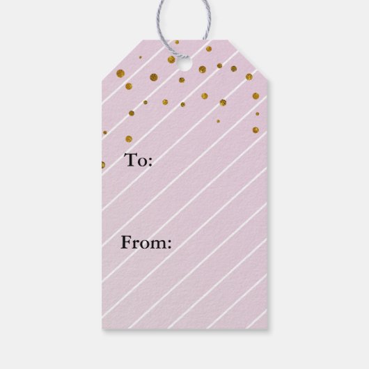 スイートベビーガールピンクと金ゴールド紙吹雪 ギフトタグ (裏面)