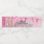 スイートベビーガールピンクバルーンユーカリカスタム ペットボトルラベル (シングルラベル)