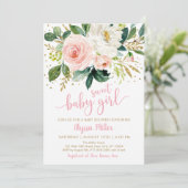 スイートベビーガールピンクフローラベビーシャワー 招待状 (スタンド正面)