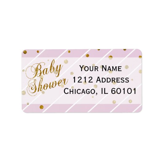 スイートベビーガールピンク&金ゴールド紙吹雪 |赤ちゃんシャワー ラベル (正面)