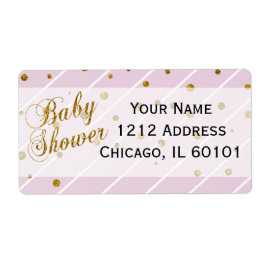 スイートベビーガールピンク&金ゴールド紙吹雪 |赤ちゃんシャワー ラベル