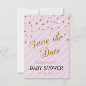 スイートベビーガールピンク&金ゴールド紙吹雪 |赤ちゃんシャワー 招待状 (正面)
