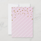 スイートベビーガールピンク&金ゴールド紙吹雪 |赤ちゃんシャワー 招待状 (裏面)