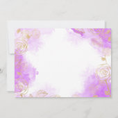 スイートベビーガールベビーシャワーパープル金ゴールド 招待状 (裏面)