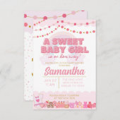 スイートベビーガールベビーシャワー招待状 招待状 (正面/裏面)