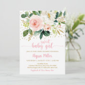 スイートベビーガールボホフローラピンク金ゴールドベビーシャワー 招待状 (スタンド正面)