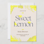 スイートベビーガールレモンウォーターカラーガールベビーシャワー  招待状 (正面)