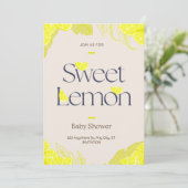 スイートベビーガールレモンウォーターカラーガールベビーシャワー  招待状 (スタンド正面)
