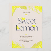 スイートベビーガールレモンウォーターカラーガールベビーシャワー  招待状 (正面/裏面)