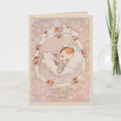 スイートベビーガールヴィンテージおめでとう カード (正面)