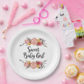 スイートベビーガール絵を描フラワーズ ペーパープレート (パーティー)