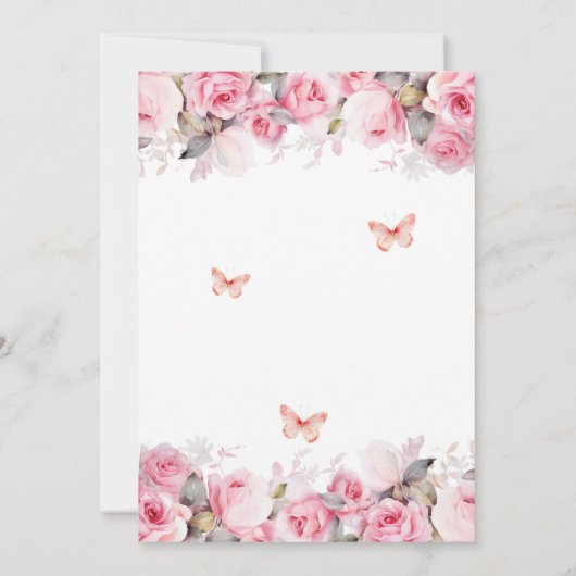 スイートベビーガール赤面バラベビーシャワー招待状 招待状 (裏面)