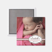 スイートベビーガール《キリスト教》洗礼式や命名式ブラウン&ピンクフォト マグネット (正面/裏面)