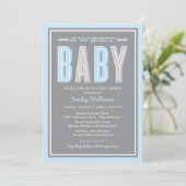 スイートベビーシックタイプブルーアンドグレーシャワー 招待状 (スタンド正面)