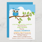 スイートベビーフクロウボーイベビーシャワー招待状 招待状 (正面/裏面)