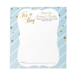 スイートベビーブルーと金ゴールド紙吹雪-アドバイス ノートパッド