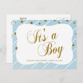 スイートベビーブルーと金ゴールド紙吹雪- RSVP 2 ポストカード (正面/裏面)