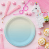 スイートベビーブルー&アイボリーグラディエントグラデーション ペーパープレート (パーティー)