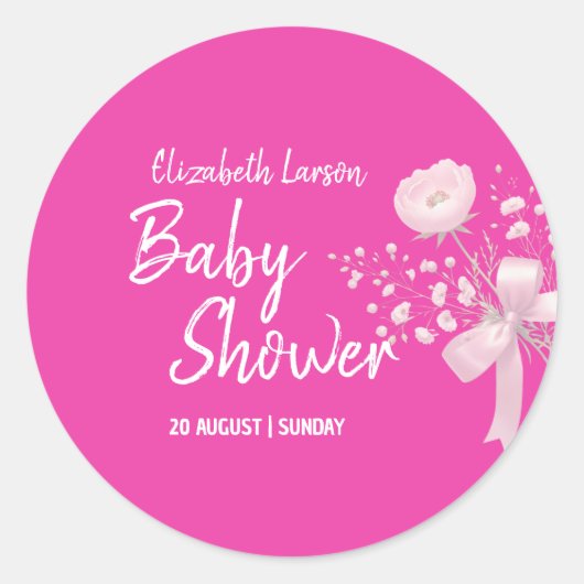 スイートベリーカラーワイルドフラワーベビーシャワー ラウンドシール (正面)