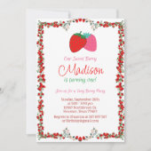 スイートベリーストロベリーファースト誕生日招待状 招待状 (正面)