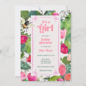 スイートベリーベビーガールストロベリーシャワー招待状 招待状 (正面)