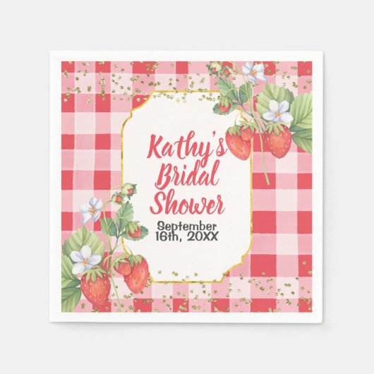スイートベリー ウォーターカラー スターベリー ブライダルシャワー スタンダードカクテルナプキン (正面)